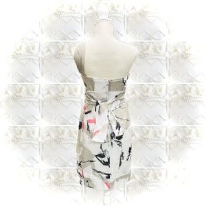 D. EXTERIOR | S | Abstract Italian Cotton Strapless One Shoulder Pink Grey Dress